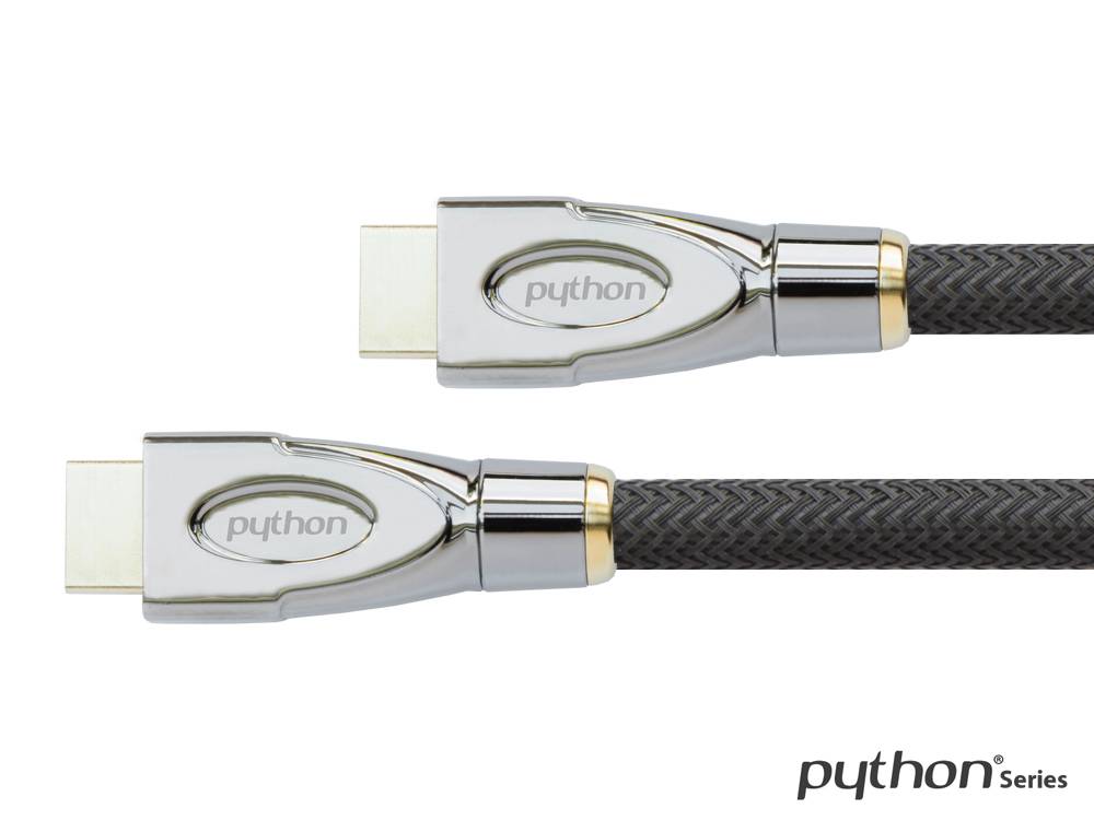 Python® Series Anschlusskabel HDMI® 2.0 Kabel 4K2K / UHD 60Hz, 24K vergoldete Kontakte, OFC, Nylongeflecht schwarz, 3m