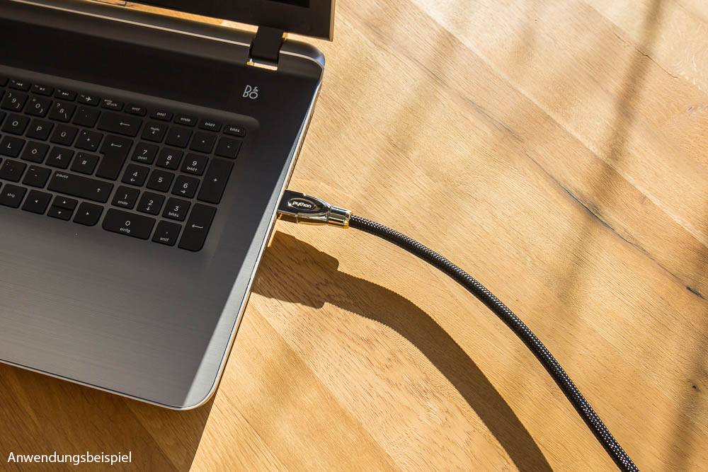 Python® Series Anschlusskabel HDMI® 2.0 Kabel 4K2K / UHD 60Hz, 24K vergoldete Kontakte, OFC, Nylongeflecht schwarz, 3m