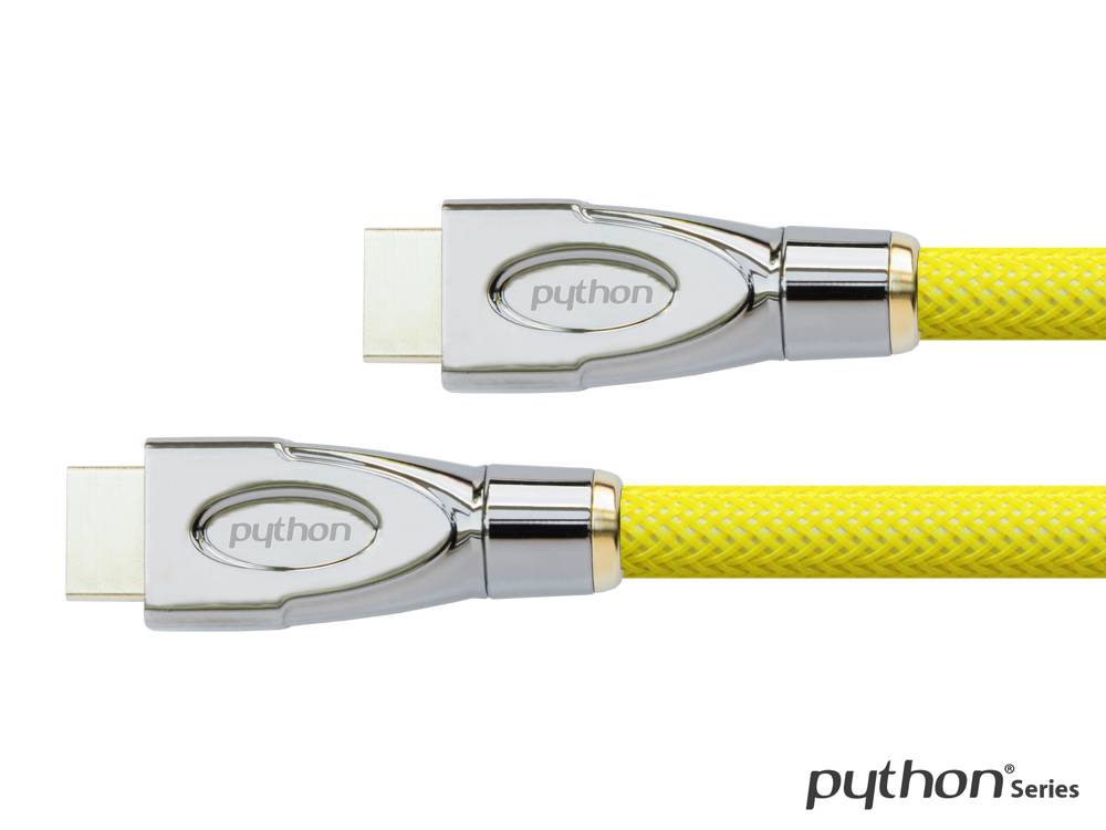 Python® Series Anschlusskabel HDMI® 2.0 Kabel 4K2K / UHD 60Hz, 24K vergoldete Kontakte, OFC, Nylongeflecht gelb, 2m