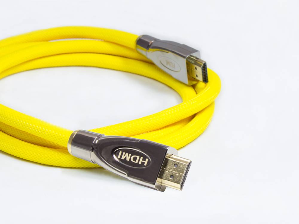 Python® Series Anschlusskabel HDMI® 2.0 Kabel 4K2K / UHD 60Hz, 24K vergoldete Kontakte, OFC, Nylongeflecht gelb, 0,5m