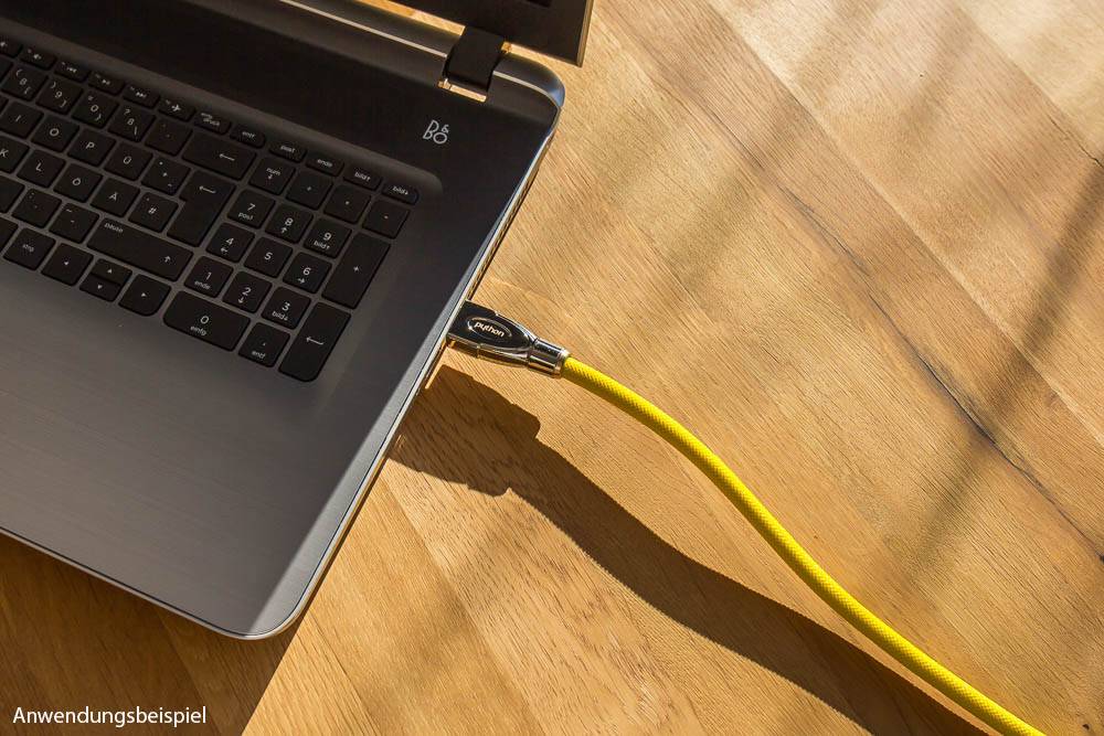 Python® Series Anschlusskabel HDMI® 2.0 Kabel 4K2K / UHD 60Hz, 24K vergoldete Kontakte, OFC, Nylongeflecht gelb, 2m