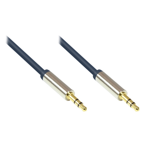 Good Connections® Audio Anschlusskabel High-Quality 3,5mm, 2x Klinkenstecker, Vollmetallgehäuse, dunkelblau, 3m