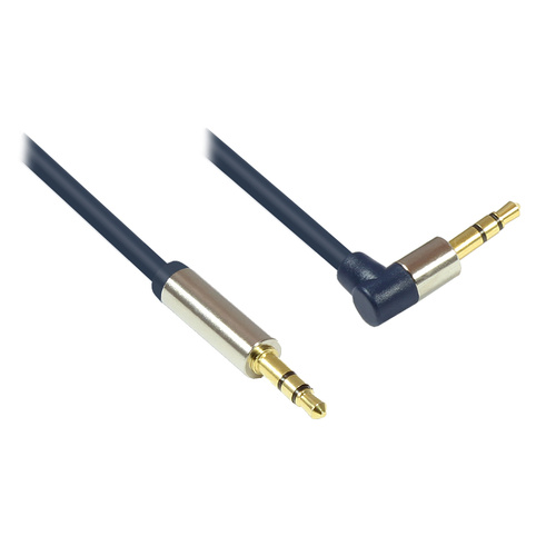 Good Connections® Audio Anschlusskabel High-Quality 3,5mm, Klinkenstecker beids. rechts abgewinkelt, dunkelblau, 2m