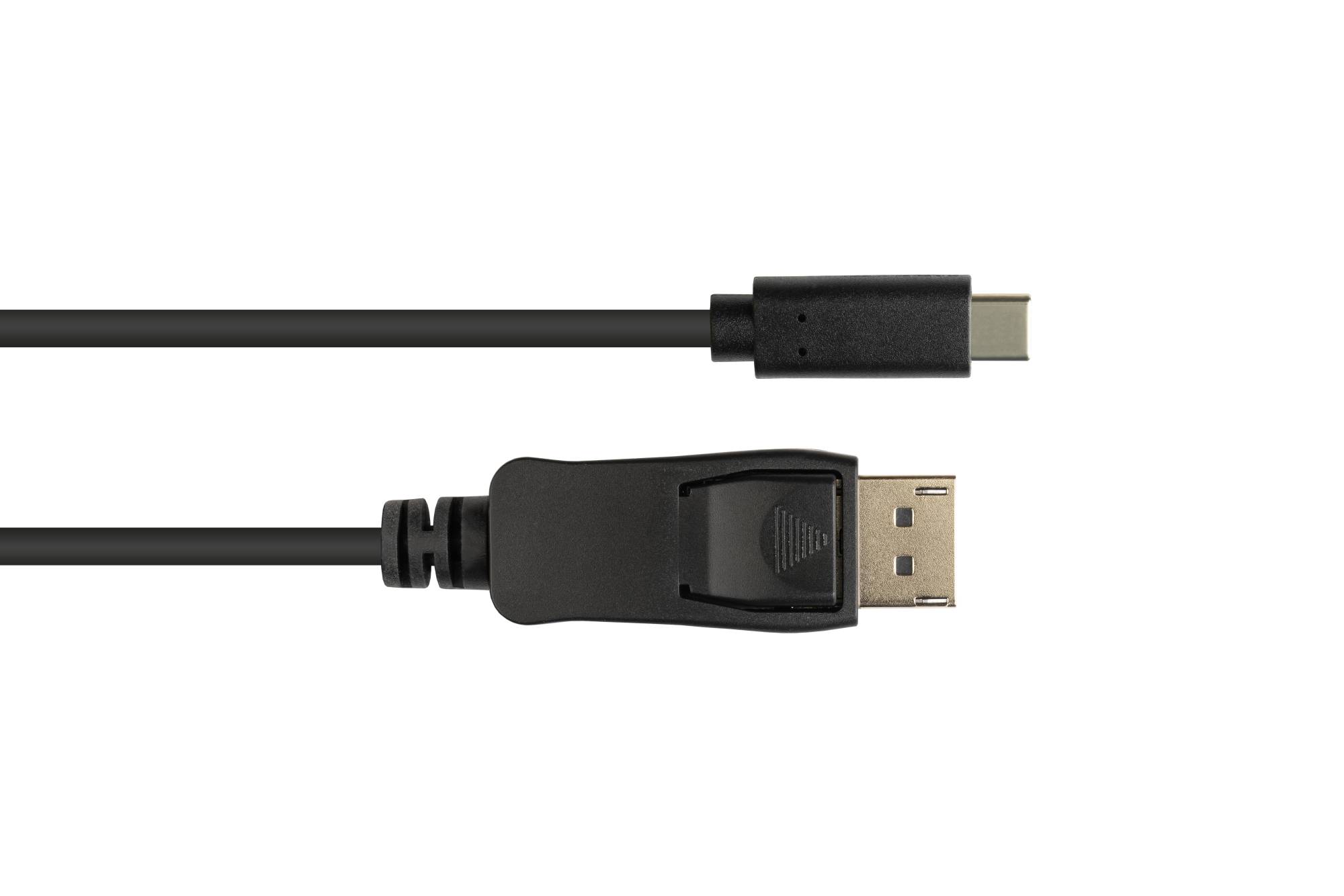 Adapterkabel USB-C™ Stecker an DisplayPort 1.2 Stecker, 4K / UHD @60Hz, CU, schwarz, 1m, Good Connections®