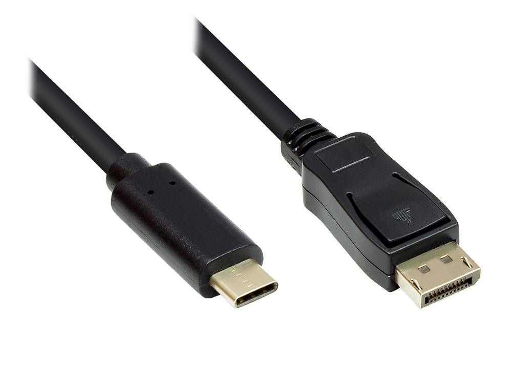Good Connections® Adapterkabel USB-C™ Stecker an DisplayPort 1.2 Stecker, 4K2K / UHD 60Hz, CU, schwarz, 10m