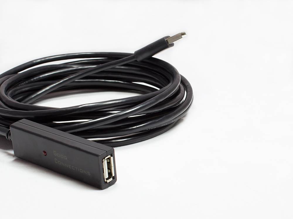 Good Connections® AKTIVES Verlängerungskabel USB 2.0, Stecker A an Buchse A, CU, schwarz, 5m