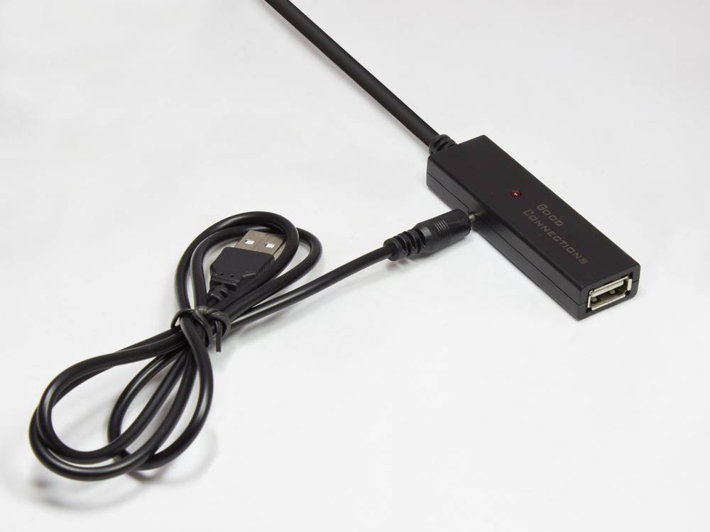 Good Connections® AKTIVES Verlängerungskabel USB 2.0, Stecker A an Buchse A, CU, schwarz, 5m