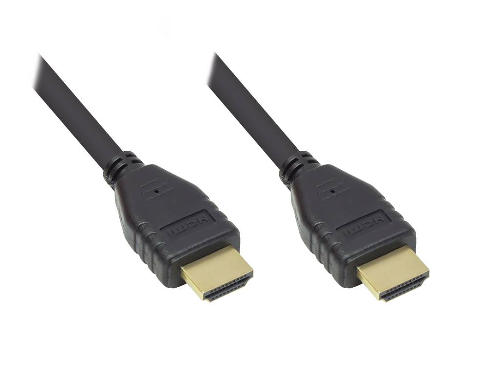 Good Connections® Anschlusskabel HDMI™ 2.0, 4K2K / UHD 60Hz, vergoldete Stecker und Kupferkontakte, OFC, schwarz, 0,5m