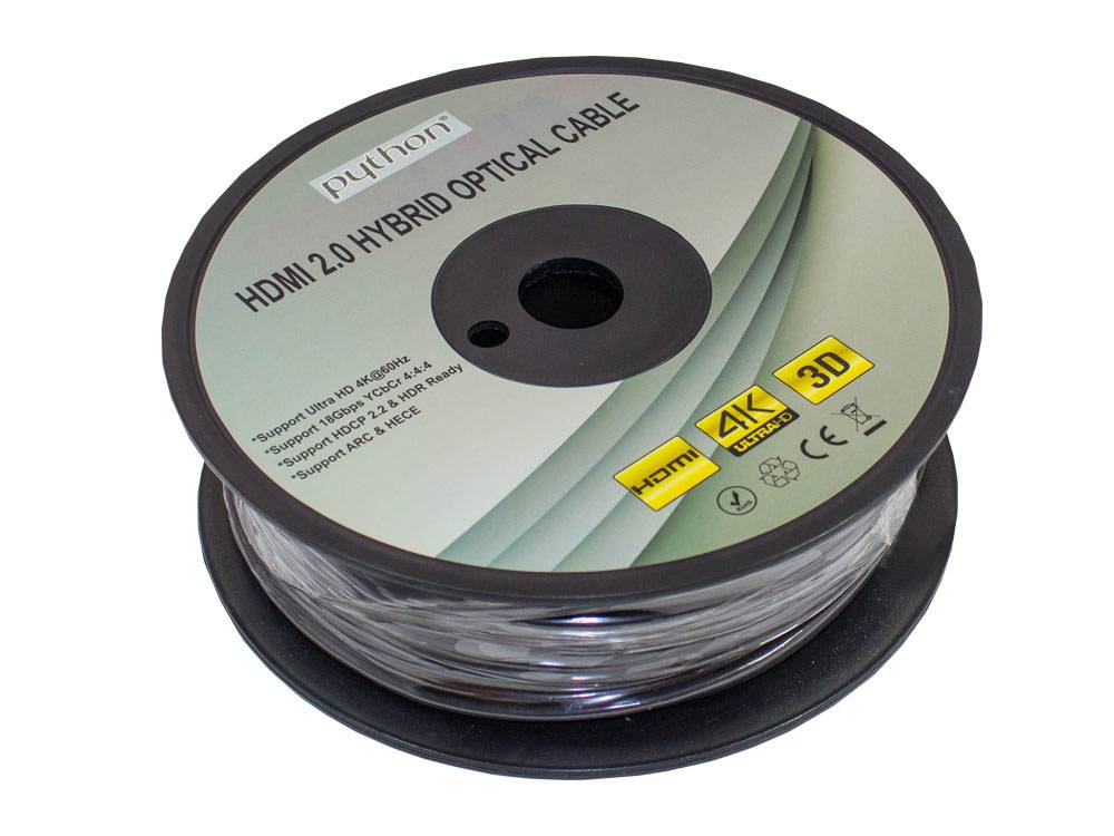 Python® Series Optisches Hybrid HDMI™ 2.0 Anschlusskabel, 4K2K / UHD 60Hz, schwarz, 90m