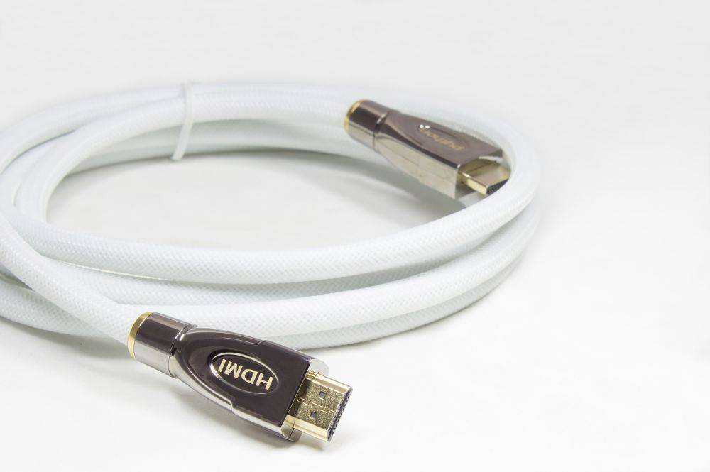 Python® Series Anschlusskabel HDMI® 2.0 Kabel 4K2K / UHD 60Hz, 24K vergoldete Kontakte, OFC, Nylongeflecht weiß, 0,5m