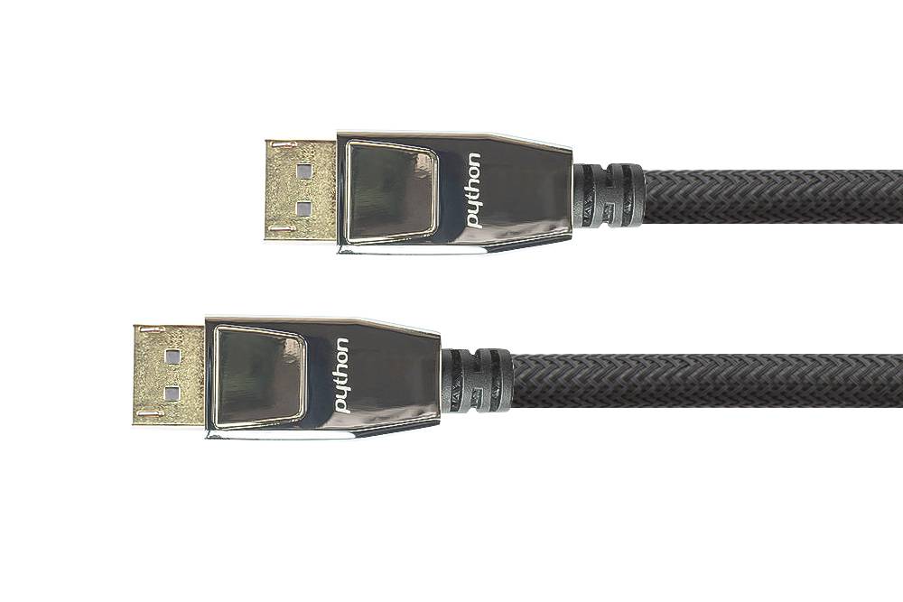 Python® Series Anschlusskabel DisplayPort 1.2, 4K / UHD @60Hz, Vollmetallstecker, Nylongeflecht schwarz, 10m
