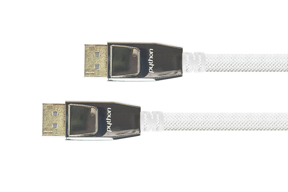 Python® Series Anschlusskabel DisplayPort 1.2, 4K / UHD @60Hz, Vollmetallstecker, Nylongeflecht weiß, 10m