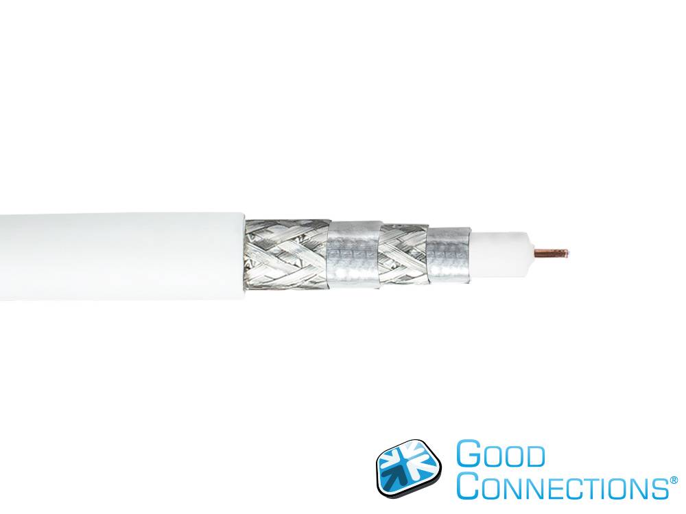 Good Connections® SAT Antennenkabel SmartFLEX, F-Stecker an F-Stecker, vergoldet, vierfach geschirmt, weiß, 15m