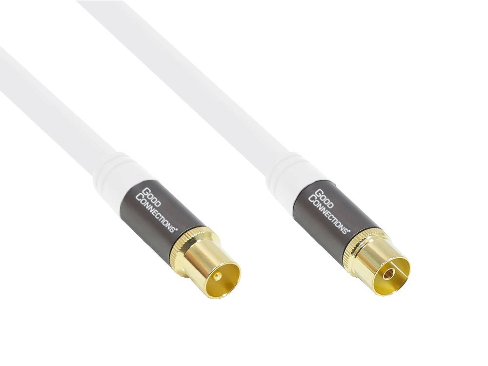 Good Connections® Antennenkabel SmartFLEX, IEC/Koax Stecker an Buchse, vergoldet, Schirmmaß 120dB, weiß, 30m