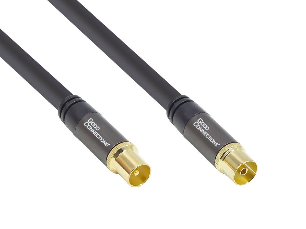 Good Connections® Antennenkabel SmartFLEX, IEC/Koax Stecker an Buchse, vergoldet, Schirmmaß 120dB, schwarz, 30m