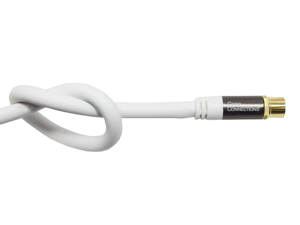 Good Connections® Antennenkabel SmartFLEX, IEC/Koax Stecker abgewinkelt an Buchse, vergoldet, 120dB, weiß, 1m