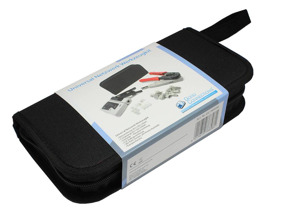 Good Connections® Universal Netzwerk Werkzeug Kit 6 in 1, inkl. 20x RJ45 Stecker/-Knickschutztüllen