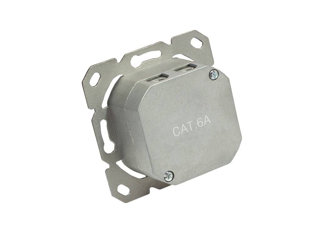 Good Connections® Netzwerkdose Cat. 6A, 2xRJ45, geschirmt, ohne Zentralstück/-Abdeckrahmen