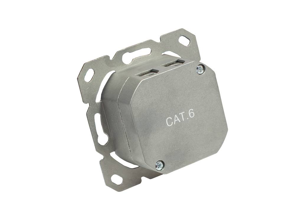 Good Connections® Netzwerkdose Cat. 6, 2xRJ45, geschirmt, ohne Zentralstück/-Abdeckrahmen