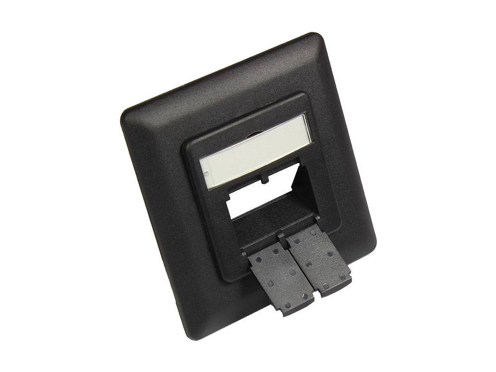 Good Connections® Zentralstück 50x50mm inkl. Abdeckrahmen 80x80mm für Netzwerkdosen, tiefschwarz (matt) RAL9005