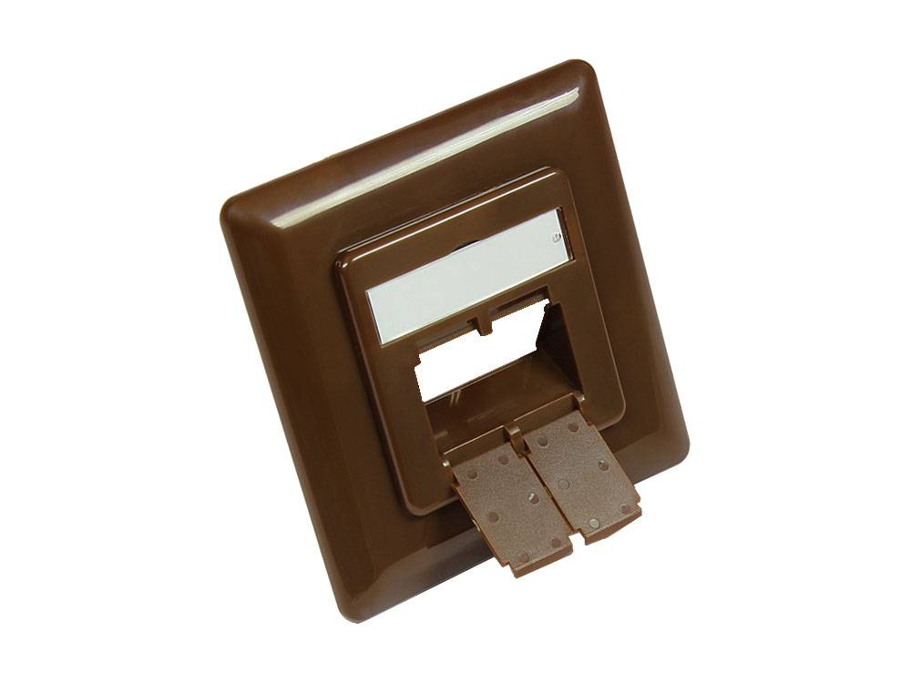 Good Connections® Zentralstück 50x50mm inkl. Abdeckrahmen 80x80mm für Netzwerkdosen, nussbraun RAL8011