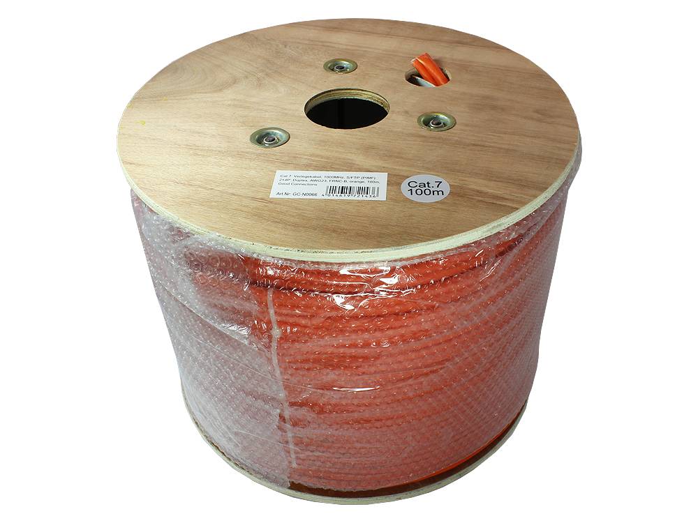Good Connections® Verlegekabel Cat. 7 S/FTP PiMF 1000MHz Duplex, AWG23, FRNC-B, orange, 100m