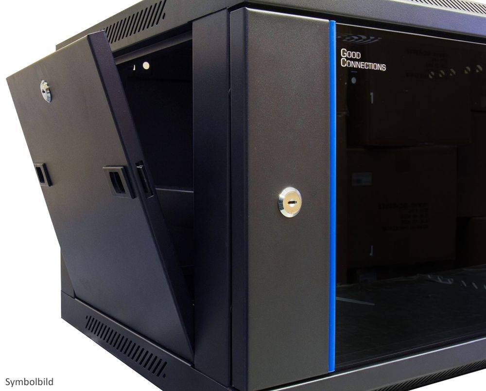 Good Connections® 19" Wandgehäuse, 4HE, tiefschwarz (RAL9005) 600x450 mm, fertig montiert