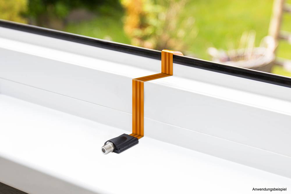 Good Connections® SAT Fensterdurchführung High-Quality, Gesamtlänge inkl. Stecker 26,5cm, transparent