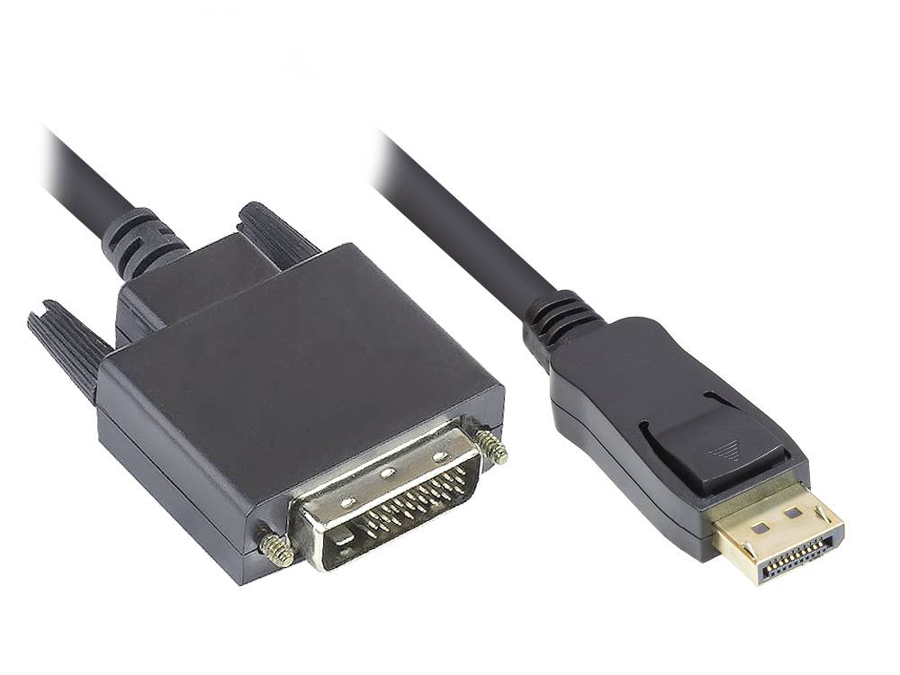 Good Connections® Anschlusskabel DisplayPort an DVI-D 24+1, 24K vergoldete Kontakte, OFC, schwarz, 1m
