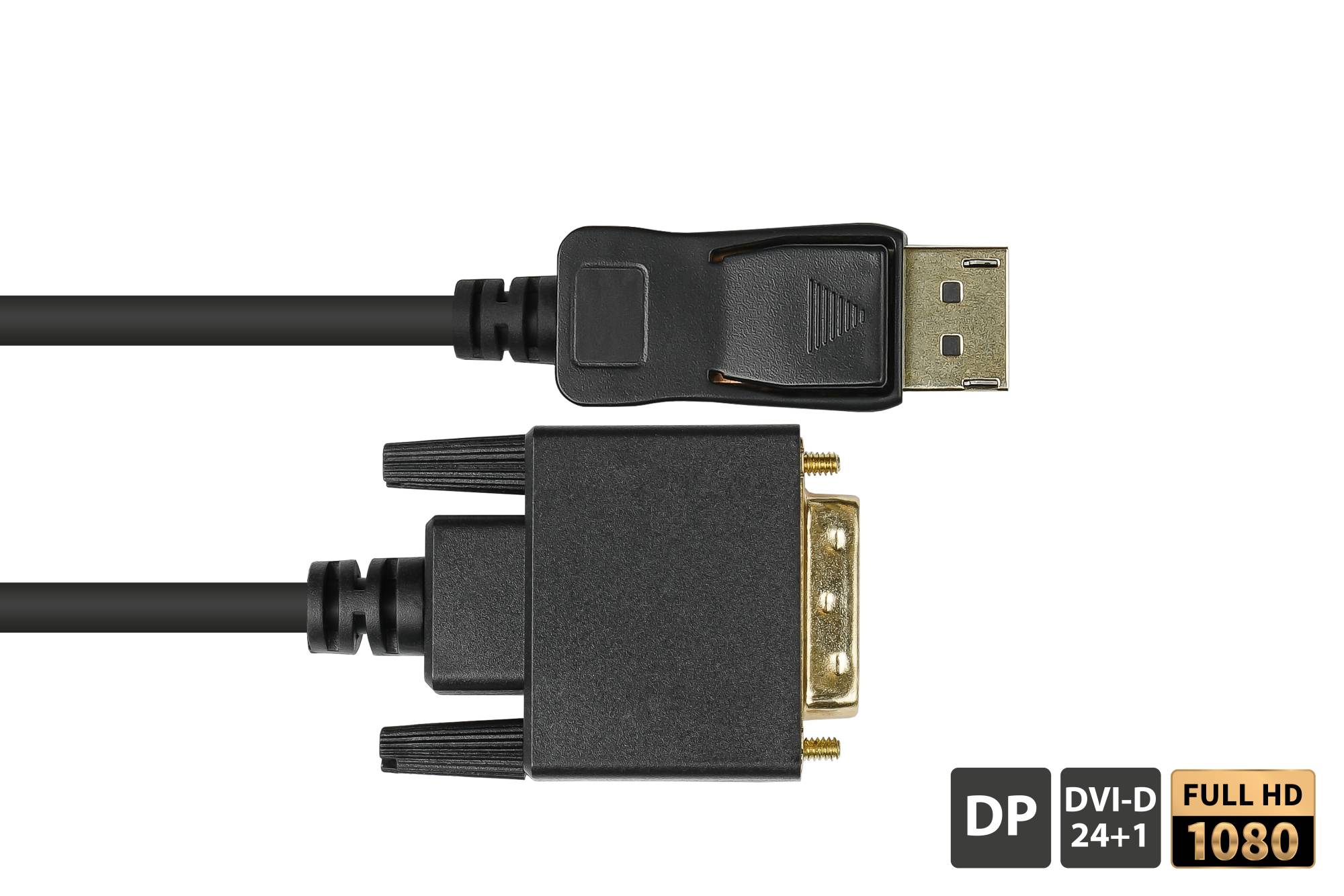 Good Connections® Anschlusskabel DisplayPort an DVI-D 24+1, 24K vergoldete Kontakte, OFC, schwarz, 5m