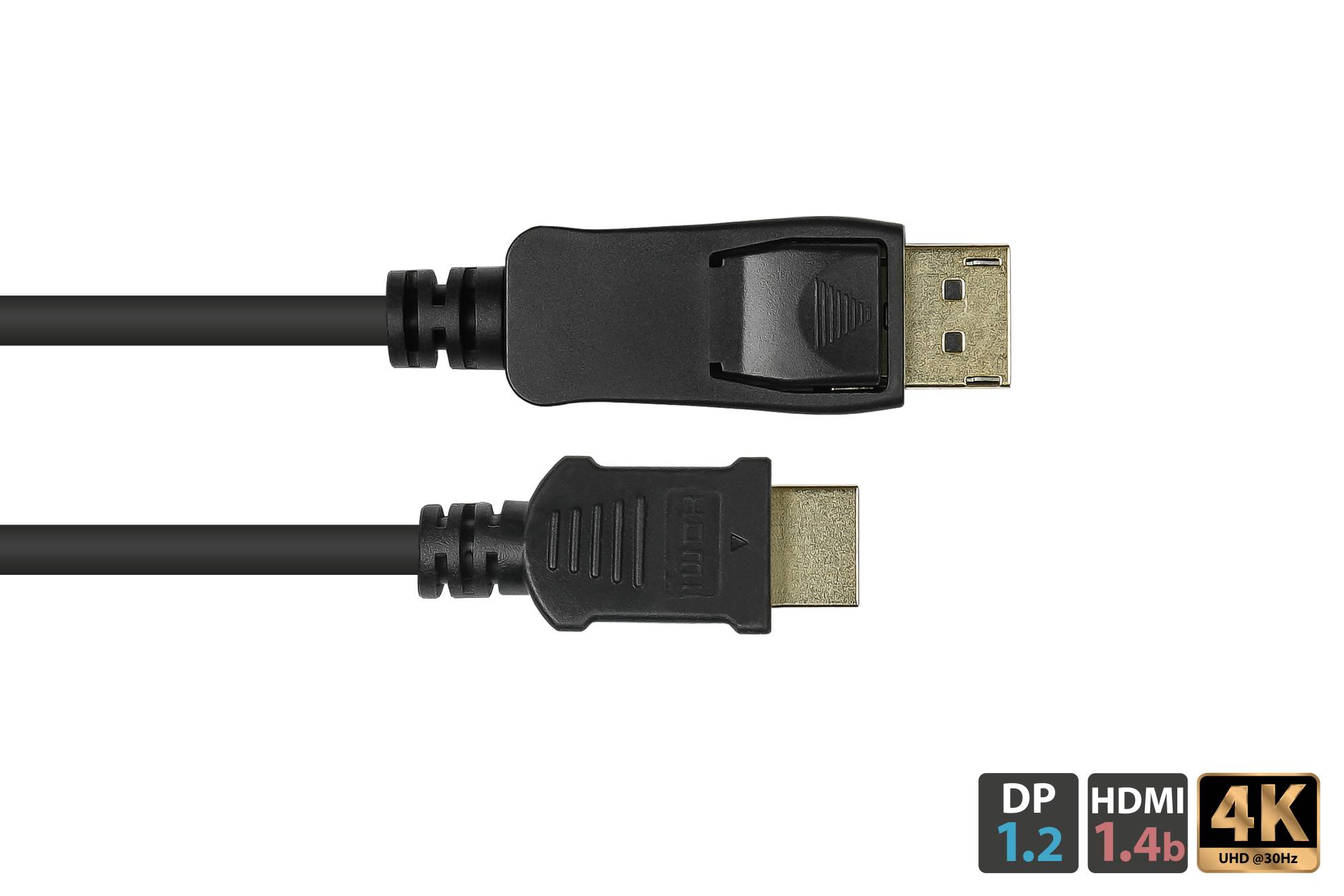 Good Connections® Anschlusskabel DisplayPort 1.2 an HDMI, 4K @30Hz, vergoldete Kontakte, OFC, schwarz, 5m