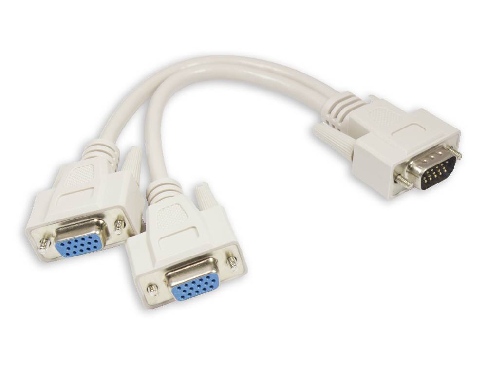 Good Connections® Y-Anschlusskabel S-VGA Stecker an 2x S-VGA Buchse, grau, 0,2m