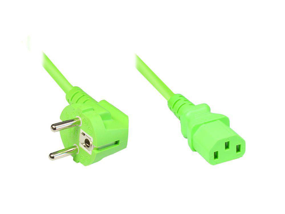 Good Connections® Netzkabel Schutzkontakt-Stecker an Kaltgeräte-Buchse, Typ F an C13, 3m, grün