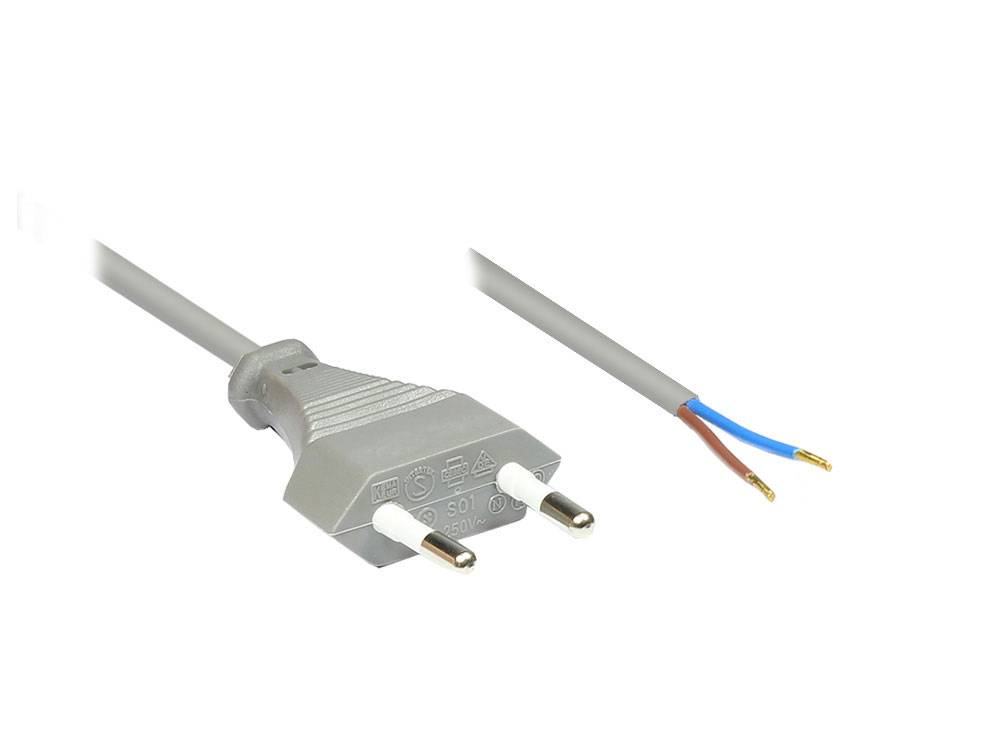 Good Connections® Euro-Netzkabel mit abisolierten Enden, grau, 1,5m