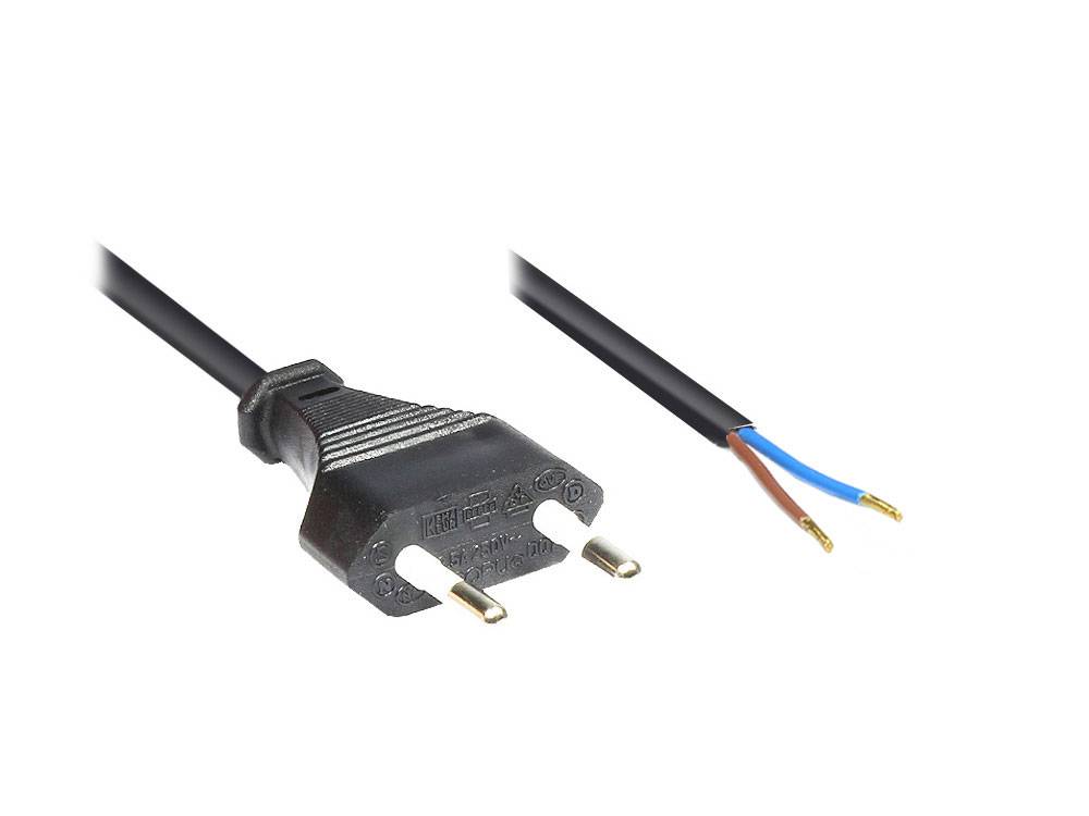 Good Connections® Euro-Netzkabel mit abisolierten Enden, schwarz, 1,5m