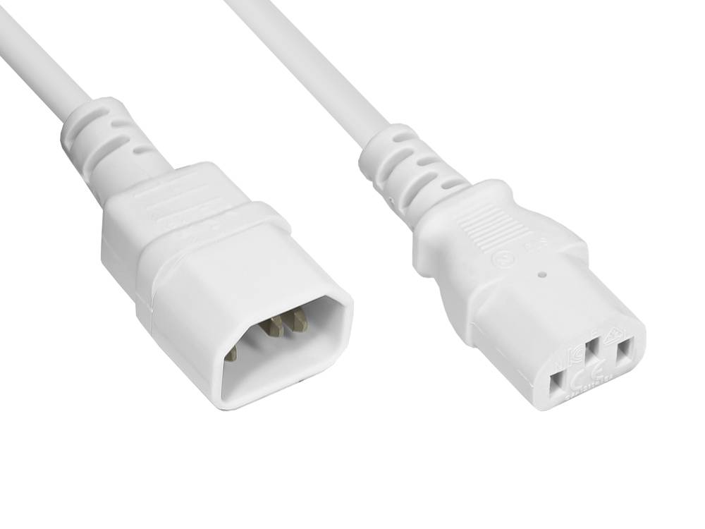 Good Connections® Kaltgeräteverlängerung C14 (gerade) an C13 (gerade), weiß, 0,75mm², 2m