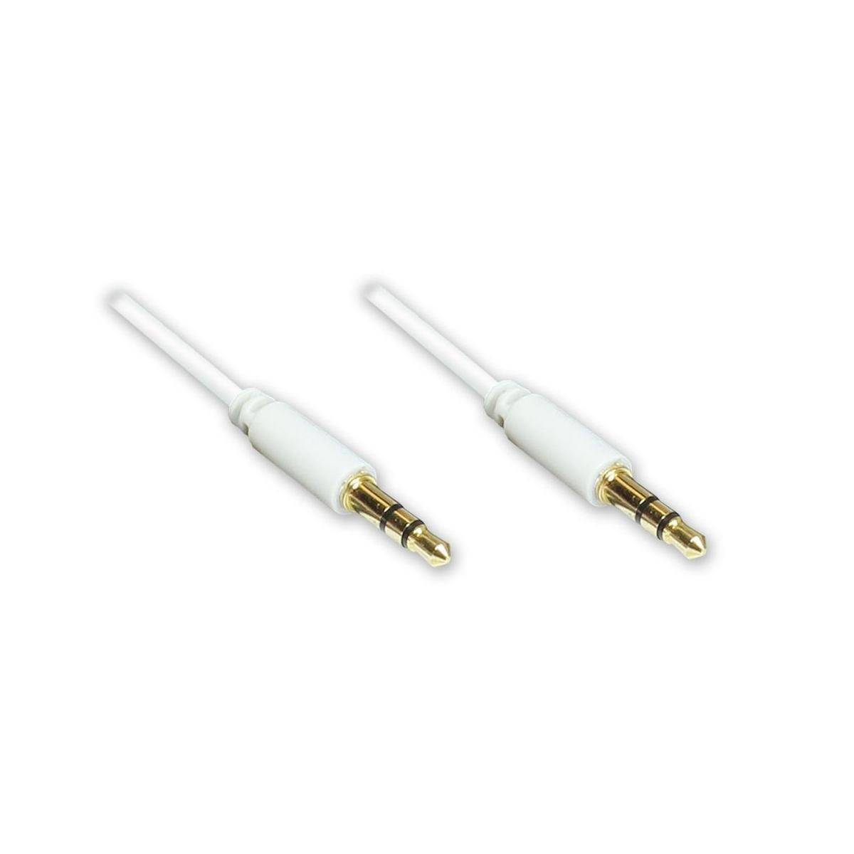 Anschlusskabel Klinke 3,5mm Stecker an Stecker (3polig), Slim-Ausführung, weiß, 0,5m