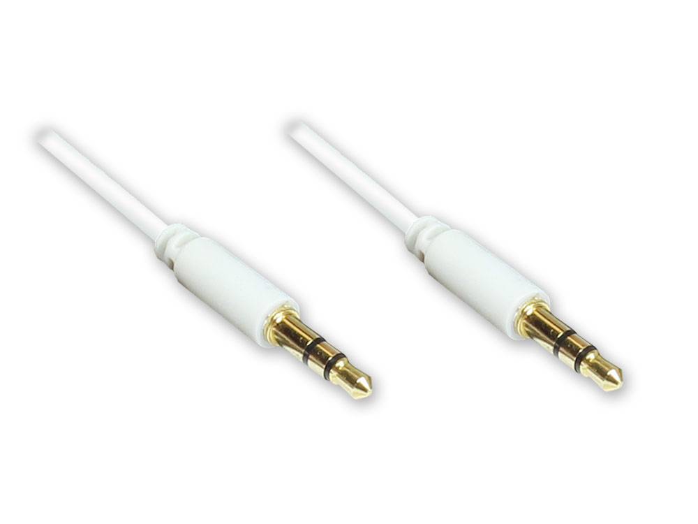 Good Connections® Anschlusskabel Klinke 3,5mm Stecker an Stecker (3polig), Slim-Ausführung, weiß, 1,5m