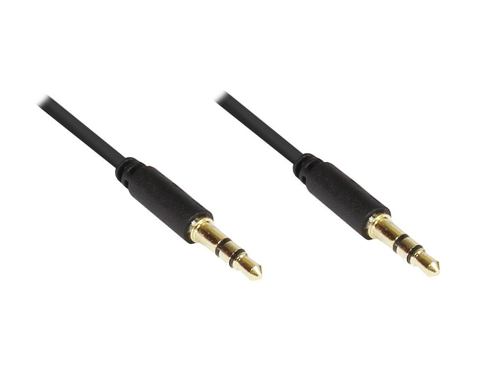 Good Connections® Anschlusskabel Klinke 3,5mm Stecker an Stecker (3polig), Slim-Ausführung, schwarz, 2m