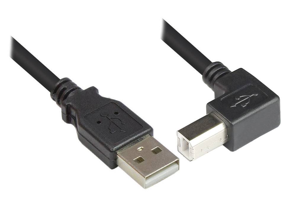 Good Connections® Anschlusskabel USB 2.0 Stecker A an Stecker B abgewinkelt 0,5m