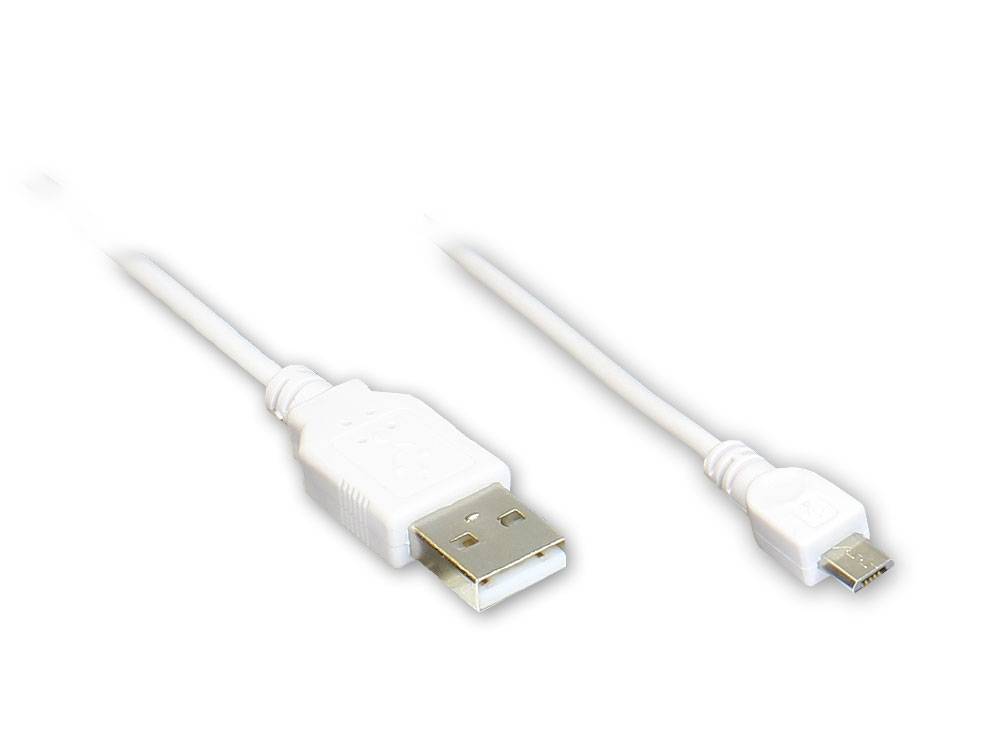 Good Connections® Anschlusskabel USB 2.0 Stecker A an Stecker Micro B, weiß, 1m