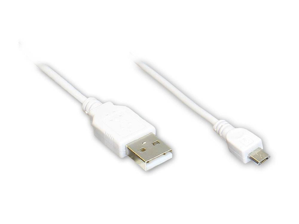 Good Connections® Anschlusskabel USB 2.0 Stecker A an Stecker Micro B, weiß, 1,8m
