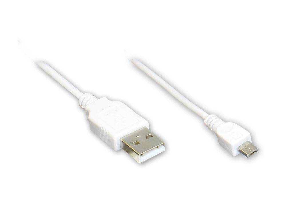 Good Connections® Anschlusskabel USB 2.0 Stecker A an Stecker Micro B, weiß, 3m