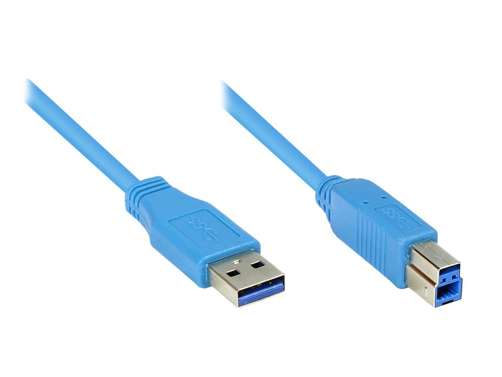Good Connections® Anschlusskabel USB 3.0 Stecker A an Stecker B, blau, 3m