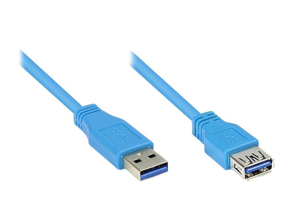 Good Connections® Verlängerung USB 3.0 Stecker A an Buchse A, blau, 3m
