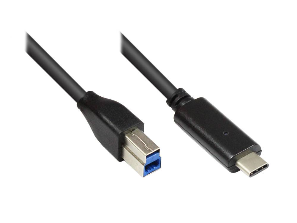 Good Connections® Anschlusskabel USB 3.0, USB-C-Stecker an USB 3.0 B Stecker, schwarz, 1,8m