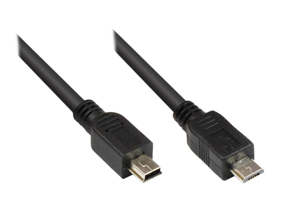 Good Connections® Anschlusskabel USB 2.0 Micro USB B Stecker auf Mini USB B Stecker, OTG, schwarz, 2m