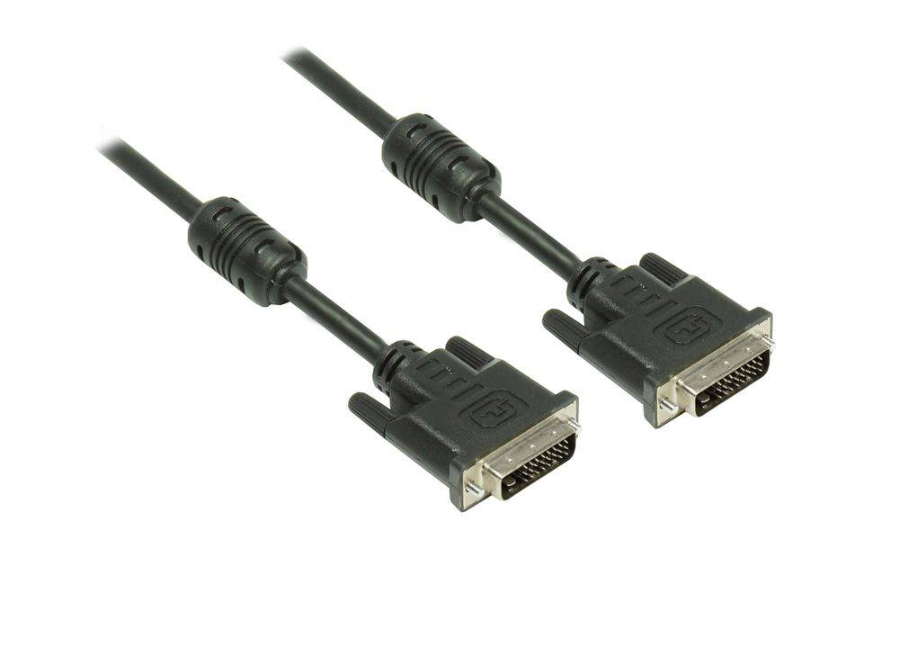 Good Connections® Anschlusskabel DVI-D 24+1 Stecker an Stecker, mit Ferritkern, schwarz, 5m