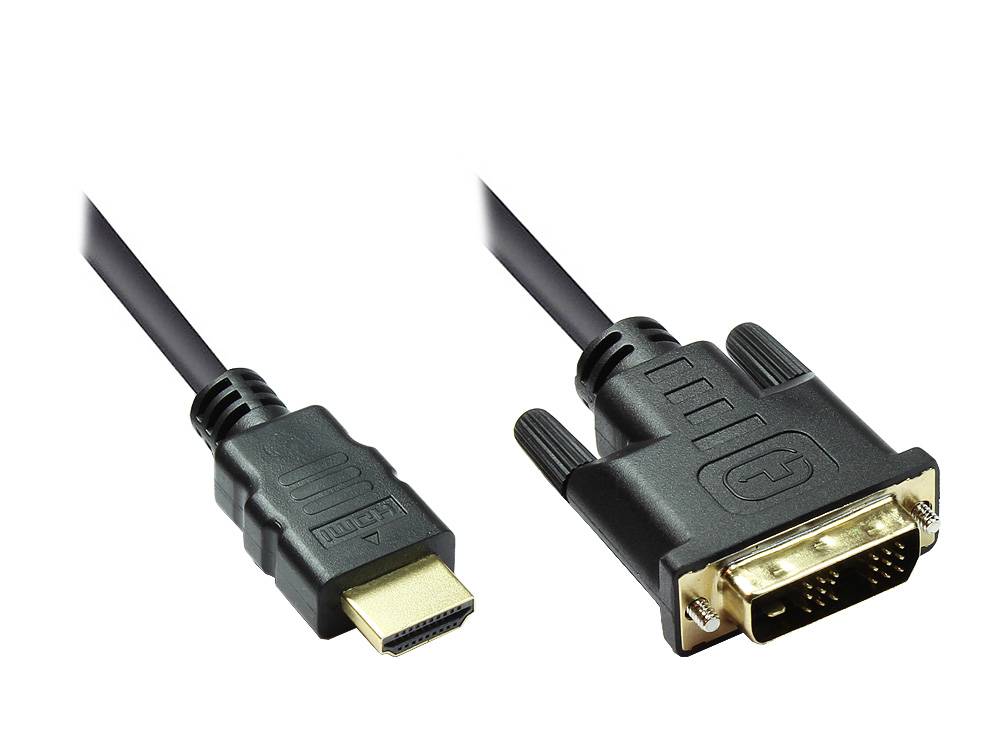 Good Connections® HDMI 19pol Stecker auf DVI-D 18+1 Stecker Anschlusskabel, vergoldet, 2m