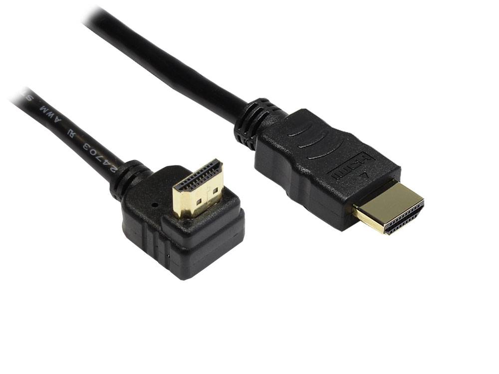 Good Connections® High-Speed-HDMI®-Kabel mit Ethernet, Winkelstecker oben, vergoldete Stecker, 3m